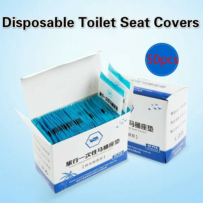 50pcs Disposable Toilet Seat Cover Protective Film Travel Bathroom Supplies New