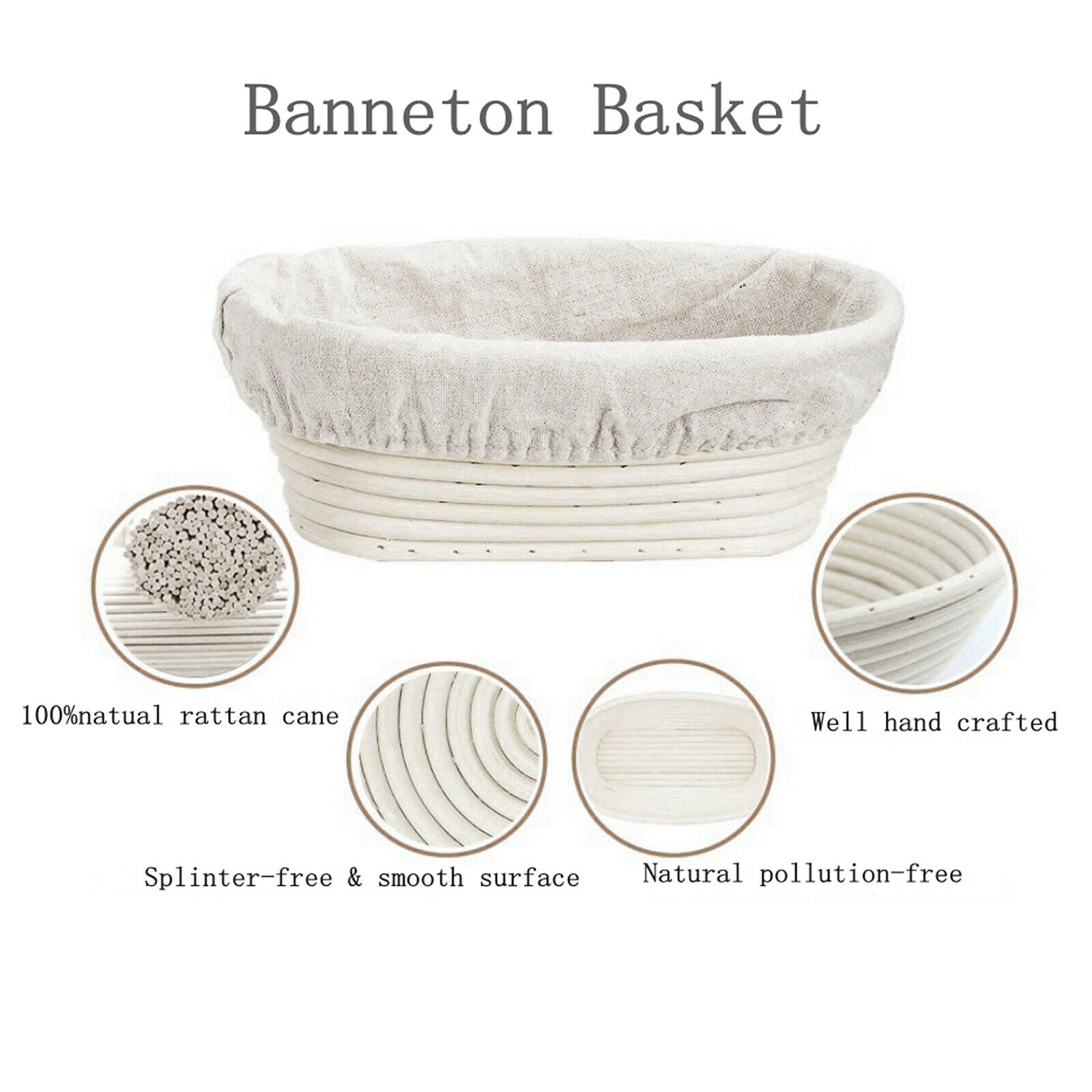 Natural Rattan Dough Fermentation Sourdough Banneton Bread Baking Basket 25cm