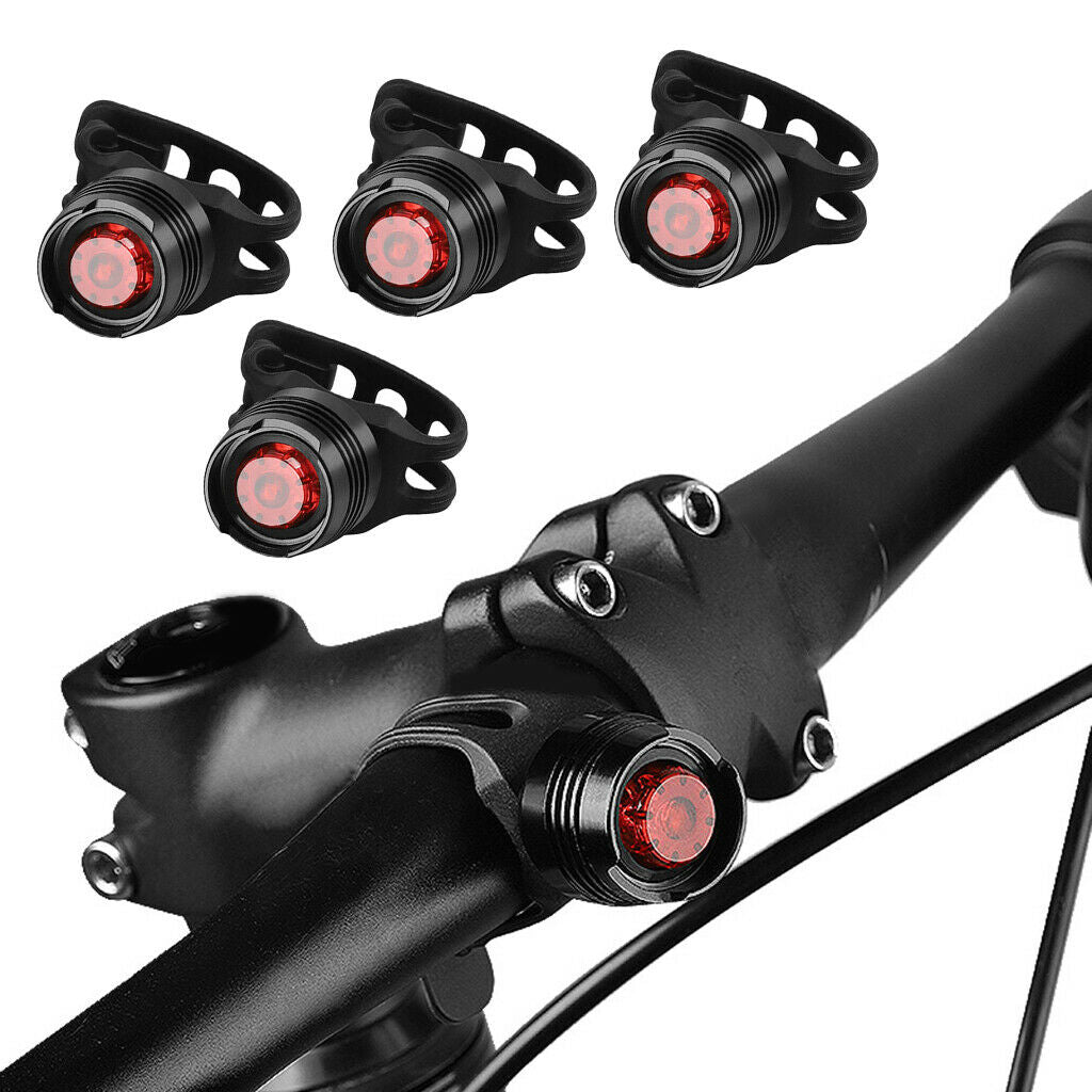 4 Packs Durable Bike Rear Light Tail Light Back Taillight Strap-on 27g