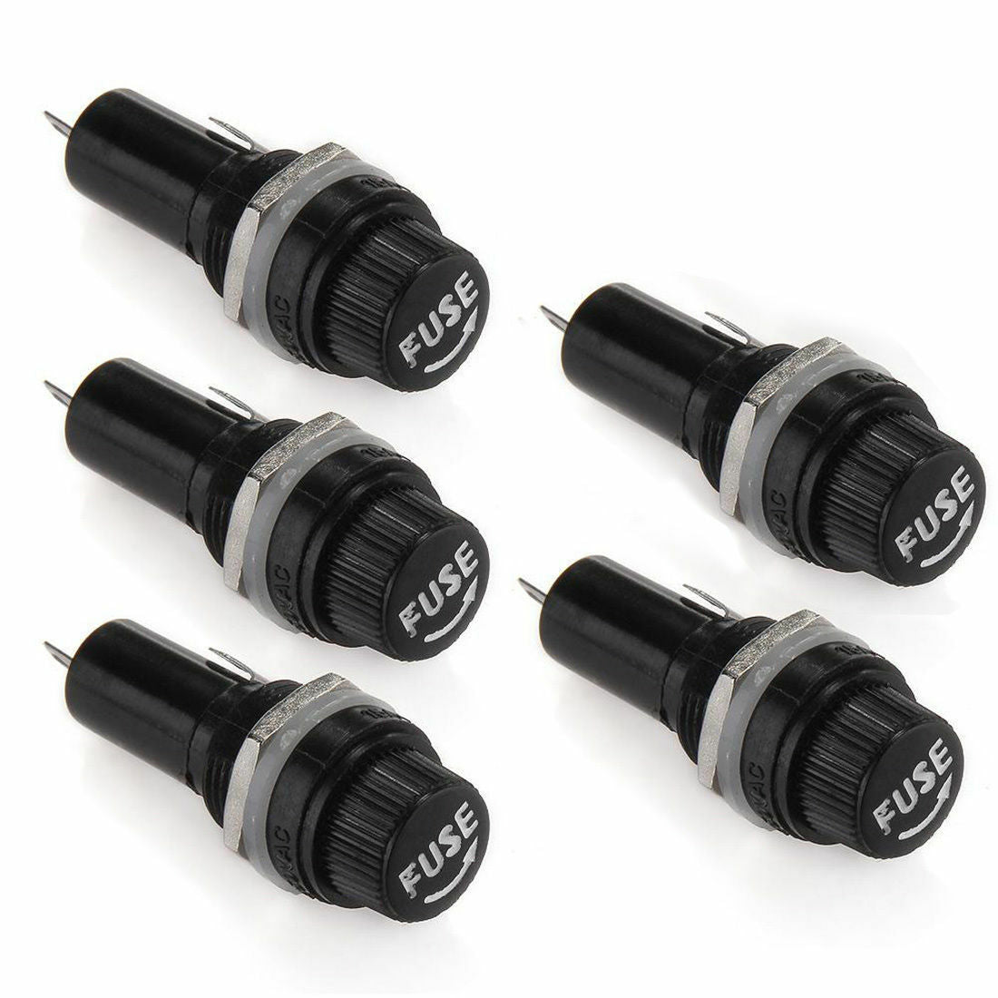 10PCS Black AC 15A 125V Screw Cap Panel Mounted 5 x 20mm Fuse Holder