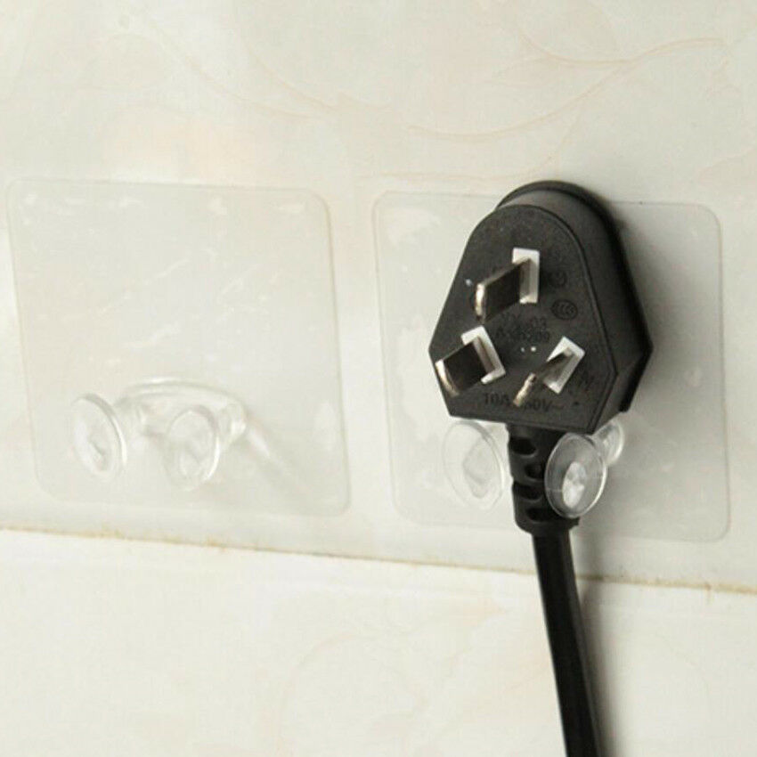 Transparent Power Plug Hooks Kitchen Organizer Adhesive Storage Rack 5 PCS/Lot