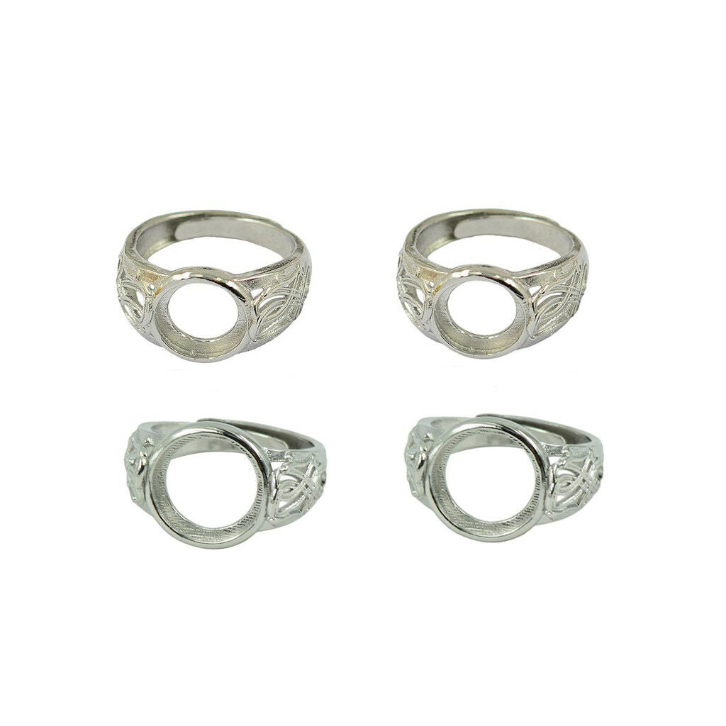 4pcs Brass Ring Blanks Cabochon Settings Ring Findings Round DIY 10/12mm