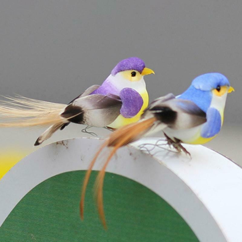 12 Pcs Feather Bird Artificial Simulation Foam Wedding Party Garden Decoration
