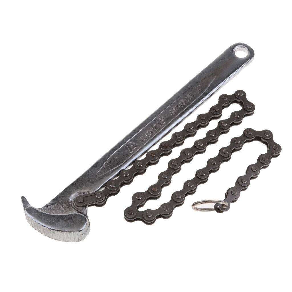 Heavy-duty 9-Inch Chain Wrench Oil Fuel Filter Remover Adjustable Mechanic Auto