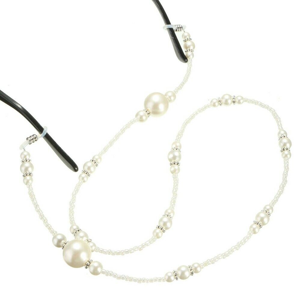 White Pearls Glasses Eyeglass Holder Leash Chain Strap Lanyard Cord Sunglass