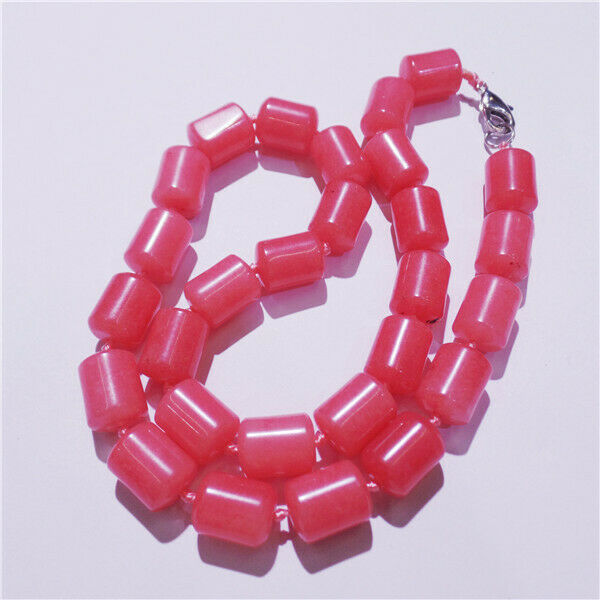 1 Strand 13x10mm Women Pink Malay Jade Cylinder Beads Handmade Necklace HH9247