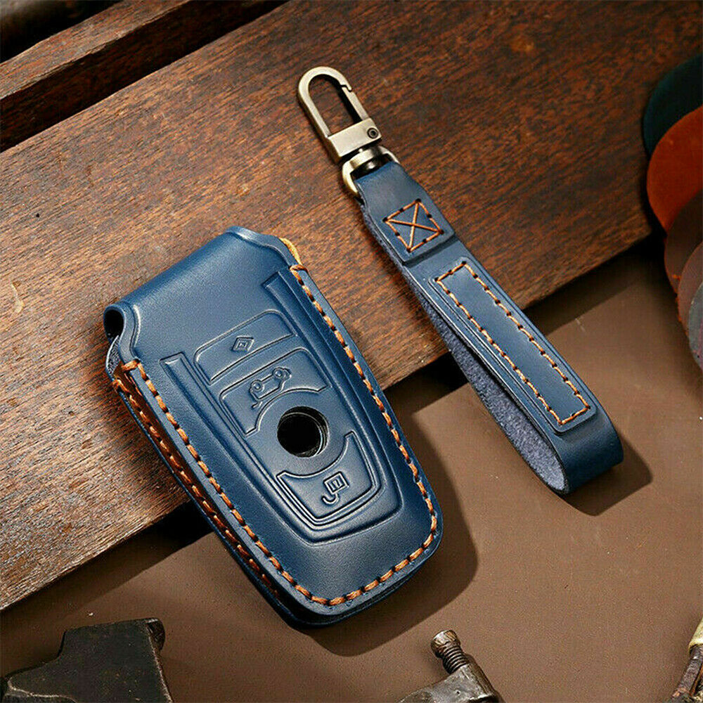 Leather Car Smart Key Shell Fob Case Chain For BMW X1 3 5 Series F10 F20 F30 F40
