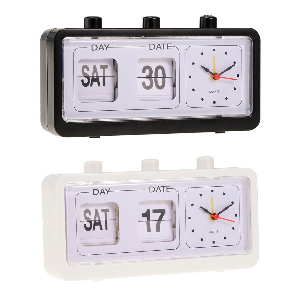 2pcs New Retro Clock Flip Display With Date & Time for Desktop Living Room