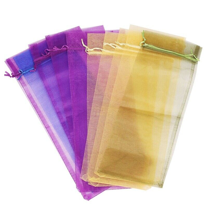10 x Sheer Organza Wine Bottle Gift Bags for Present Weddings Party L2C9C9