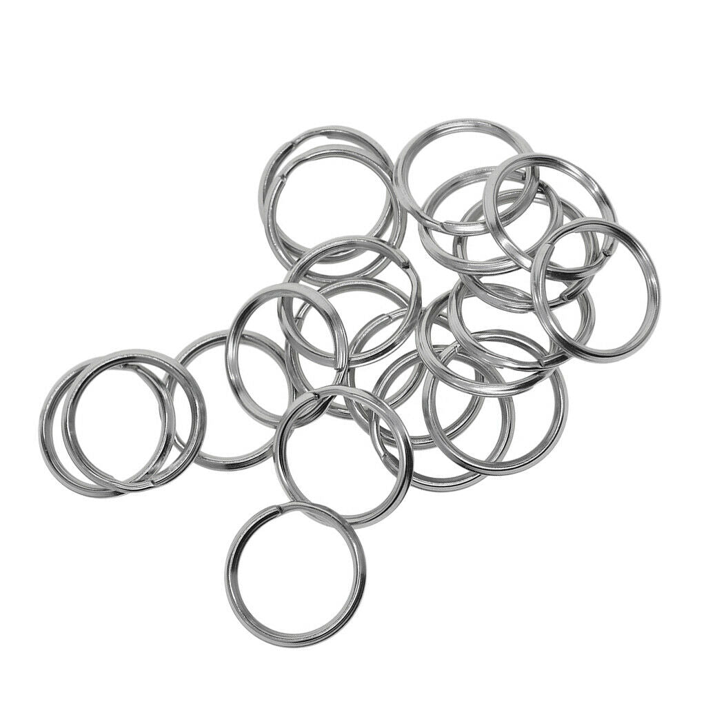 40pc Durable Stainless Steel Split Key Rings 20mm Jewelry Making Key Holders