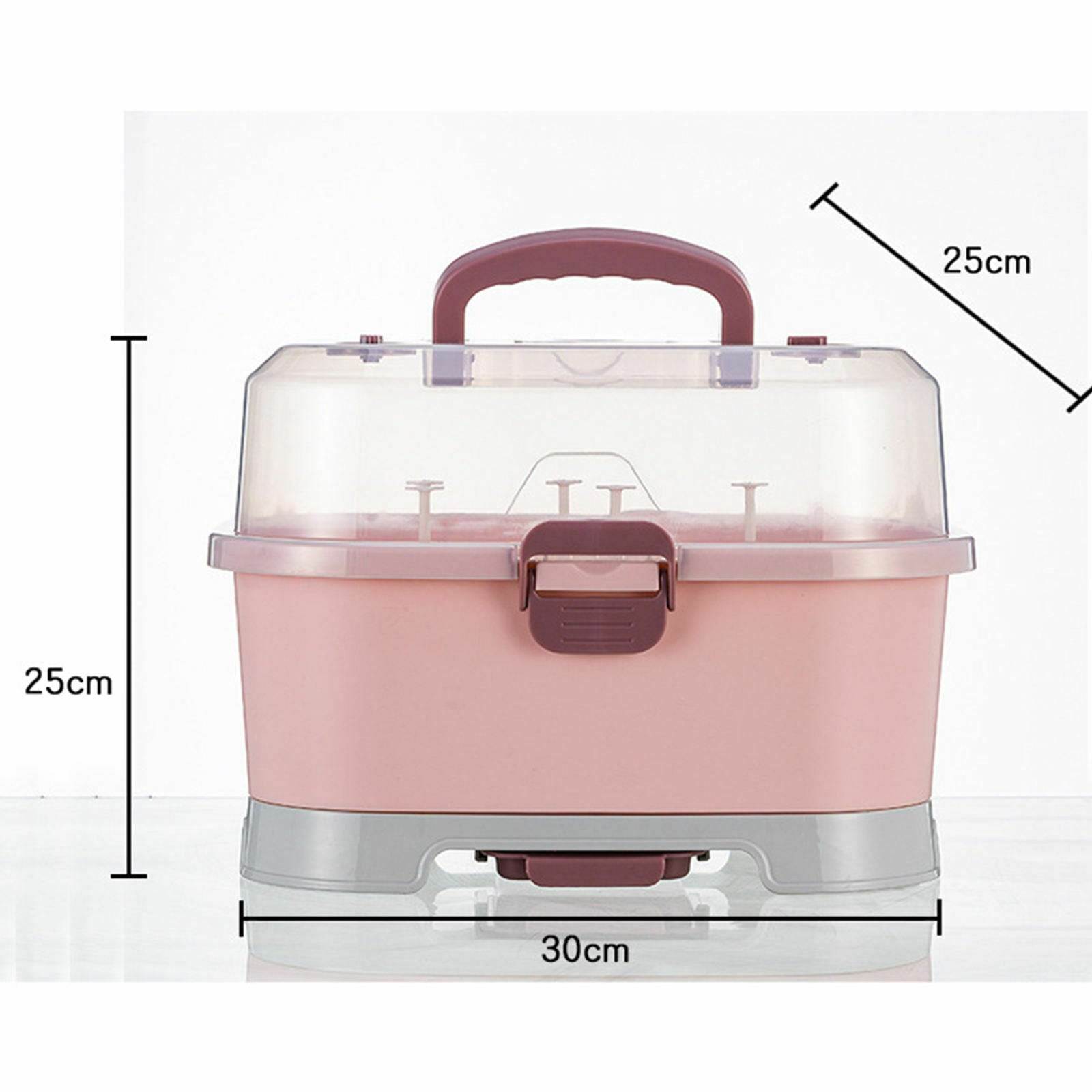 Baby Bottle Drying Rack Organizer Box Cutlery Container Home Kitchen Travle Pink