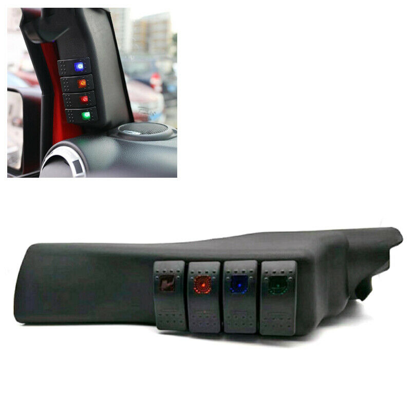 Black Left Side A-Pillar Rocker Switch Pod Panel Fit For Jeep Wrangler JK Pretty
