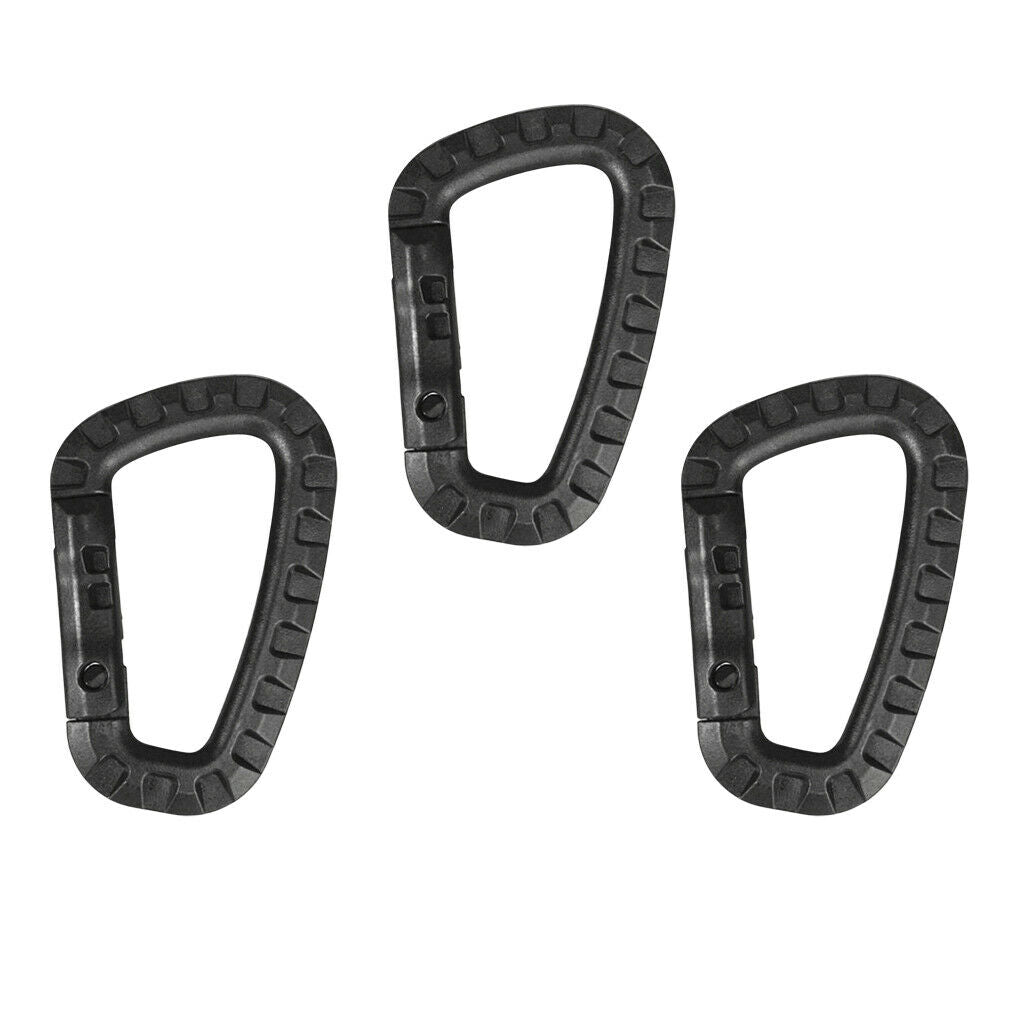3 Pieces Carabiner Clip Keychain Outdoor Backpack Snap Hook - Black