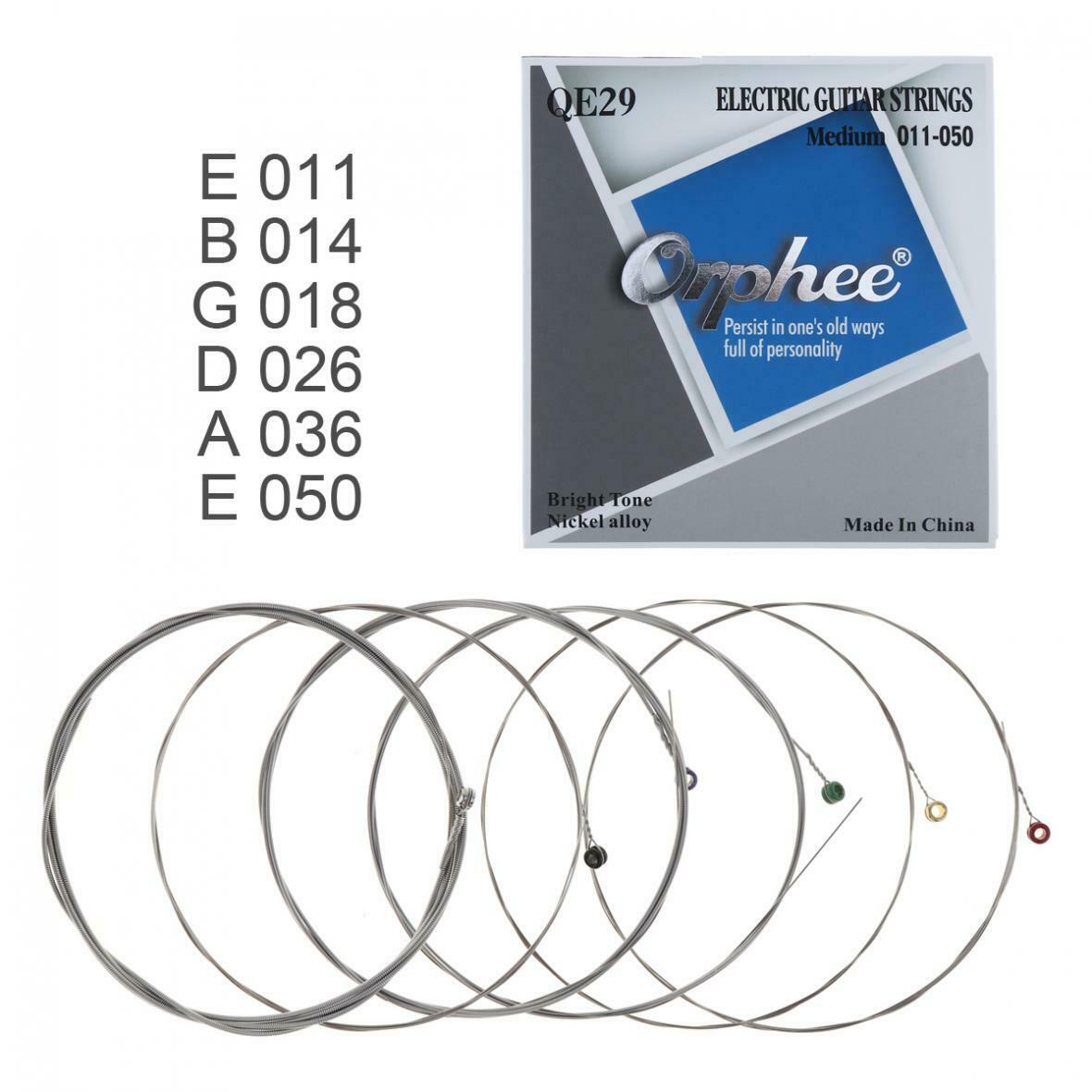 Orphee 6Pcs Electric Guitar Nickel Alloy String Medium 011-050 Bright Tone