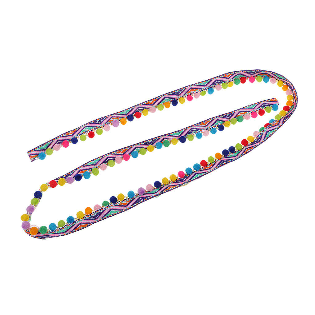 3Yds Embroidery Trim Pom Pom Fringe Ribbon Trimming DIY Clothing Headband Sewing