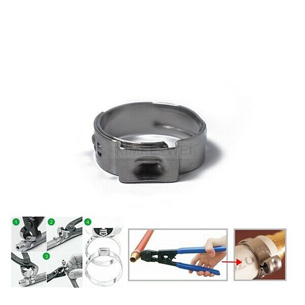 90pcs Stainless Steel Single Ear Hose Clamps Fuel Air Pipe O-Clips 12 Size Kits