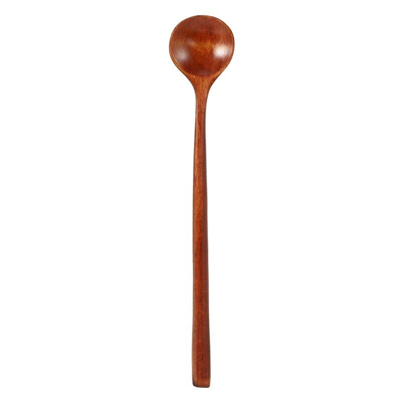 Long Spoons Wooden, 5 Pieces Korean Style 10.9 inches 100% Natural Wood Long HI9
