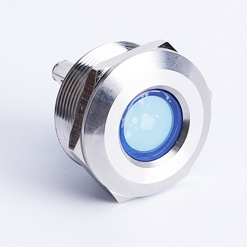 25mm 12V Blue LED IP67 Metal Dash Signal Indicator Light IB25B-C J-D