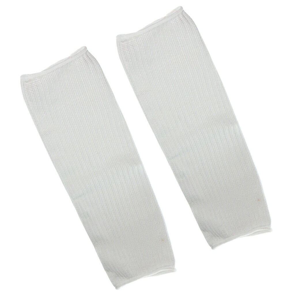 1 Pair White  Cut Proof Armband Protective Sleeve Arm Guard Bracers