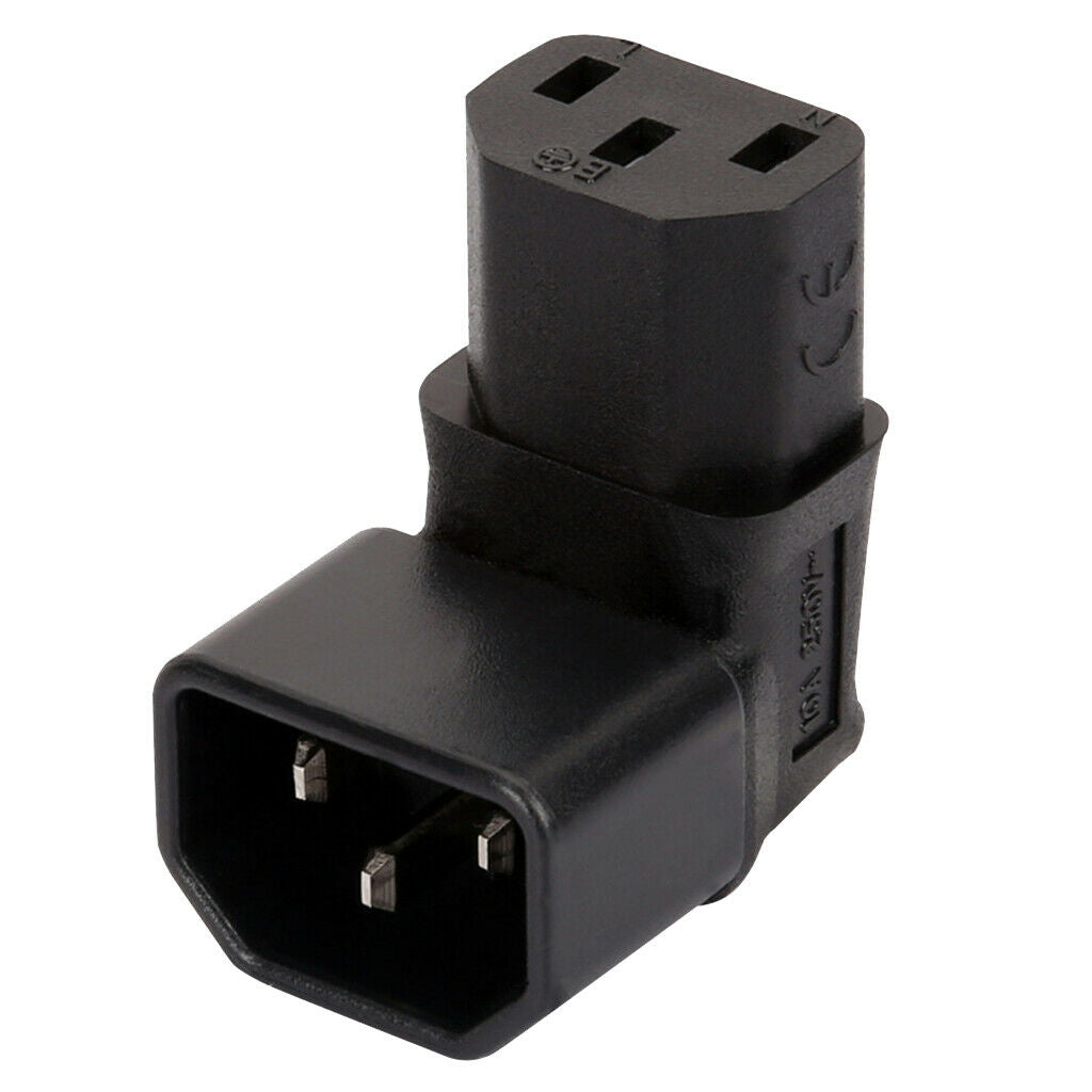1X IEC320-C14 to C13 Right Angle 90 Degree Angled AC Power Adapter Extension