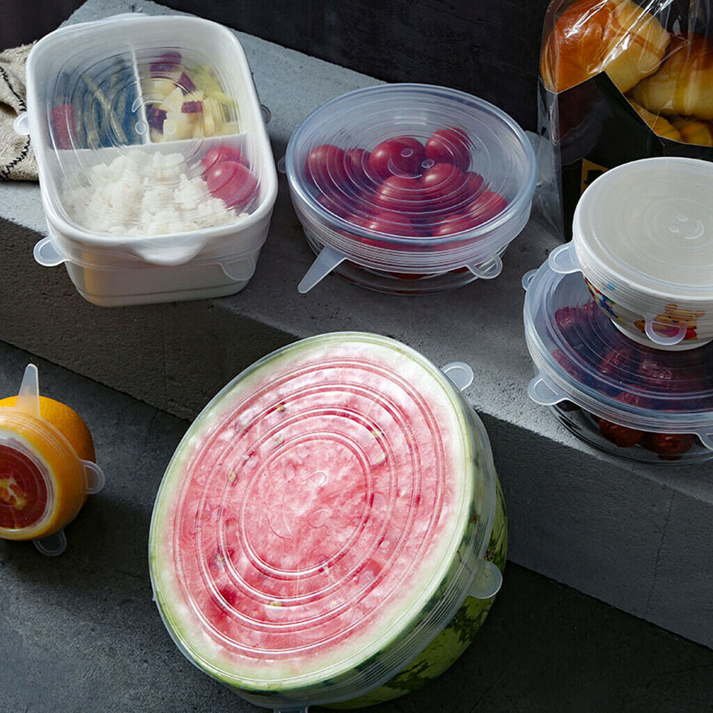 Clear & Green Silicone Elastic Round Lids Pot Bowl Covers Food Storage