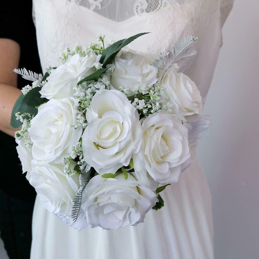Rustic Half Ball Wedding Bridal Artificial Flower Bouquet White