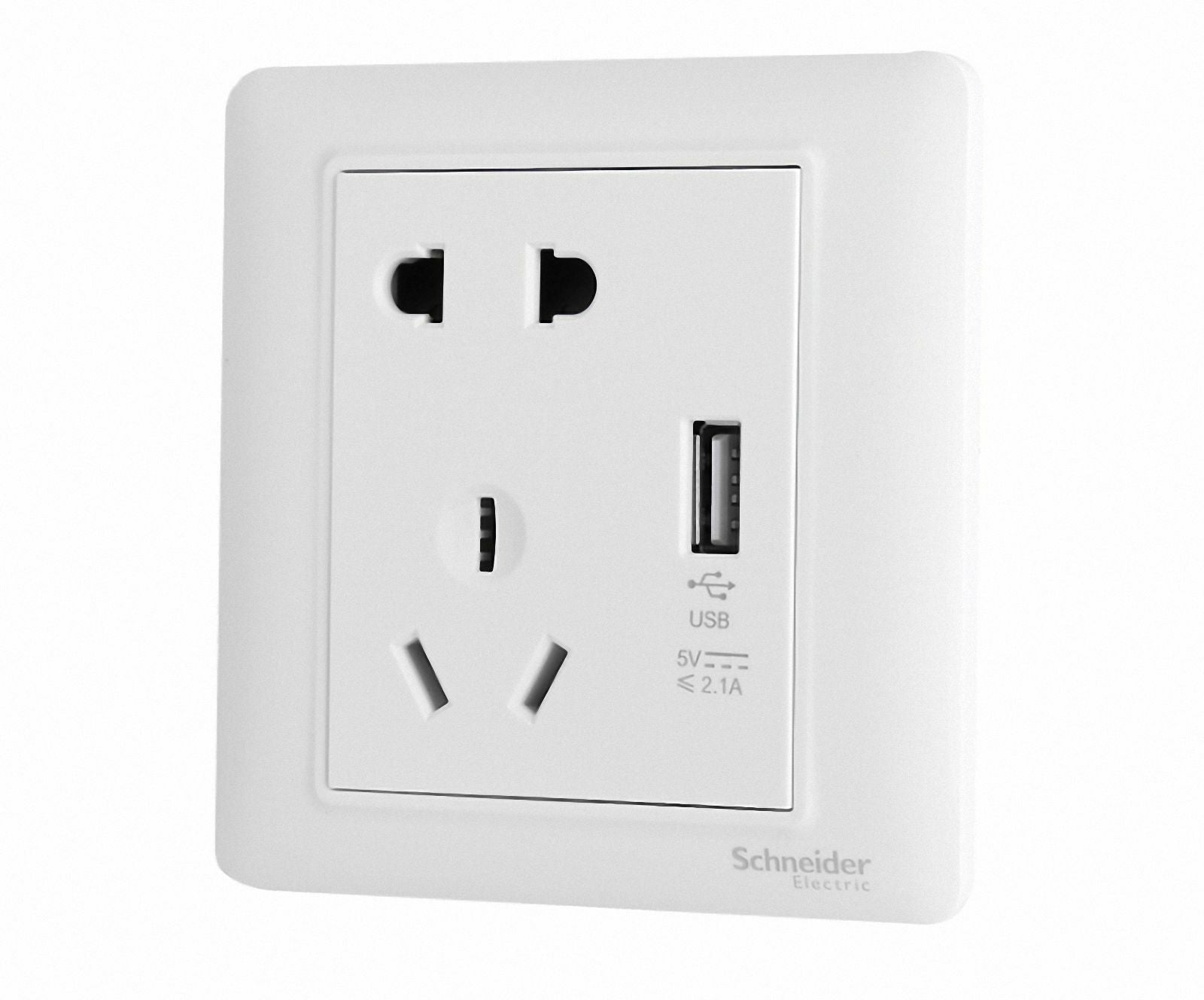 Schneider Electric USB Port Wall Socket Charger AC Power Receptacle Outlet Plate