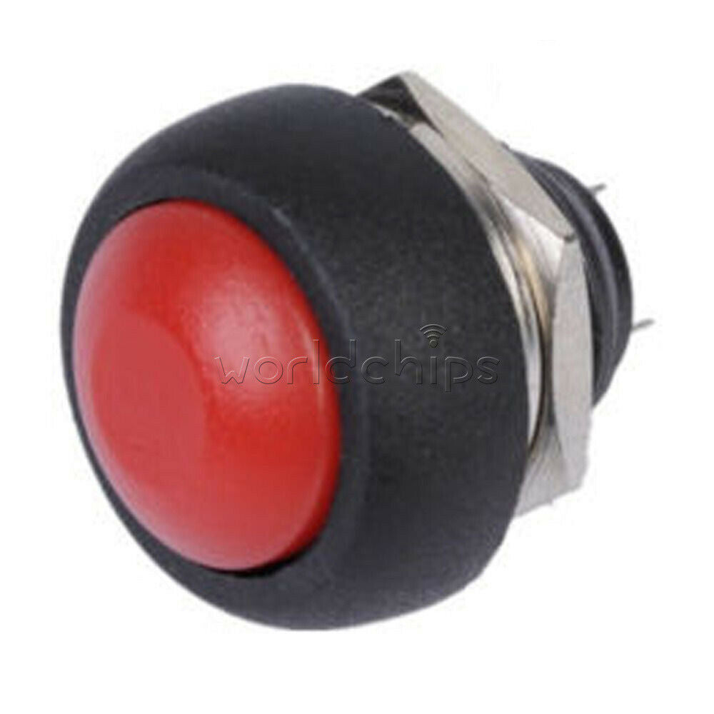 50x 12mm Mini Waterproof Momentary ON/OFF Push Button Round Switch Red