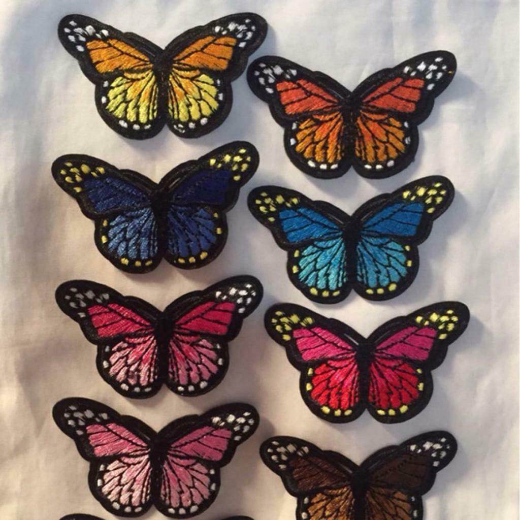 12Pcs/lot Butterfly Embroidered Fabric Stickers Iron on Sew on Clothing curtain