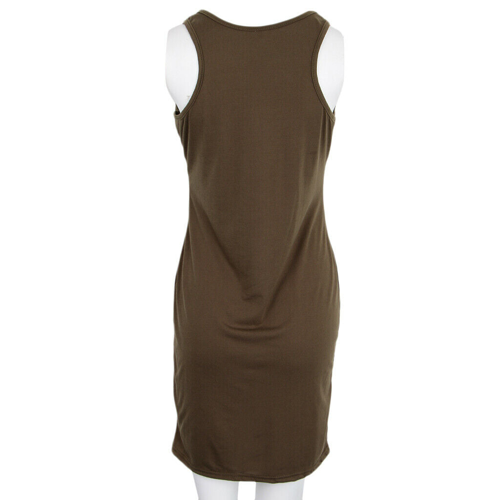 Womens Sleeveless Stretch Loose Dress Casual Vest Summer Long Pencil dress L