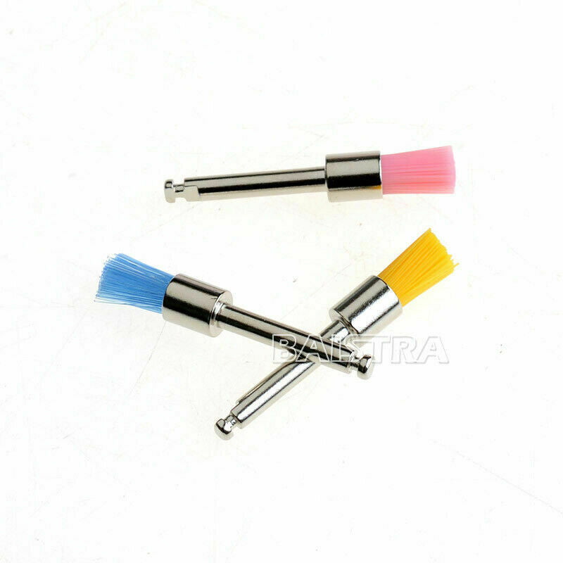 100pzas Tazón de Fuente de Nylon Colorido Dental Cepillo Profiláctico Pulido