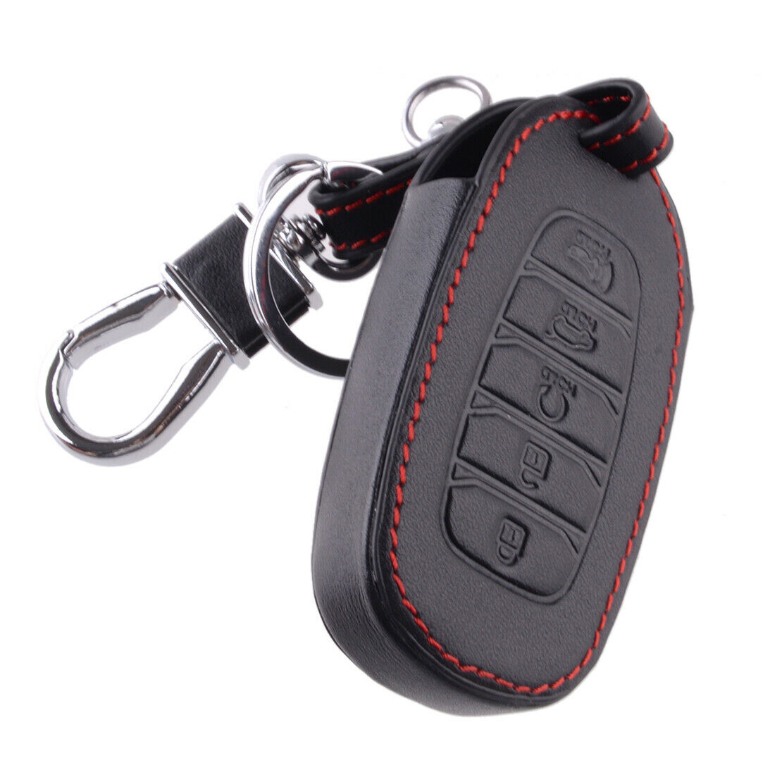 Fit For Hyundai Palisade 2019-2021 Car Black Leather 5 Button Key Fob Cover Case