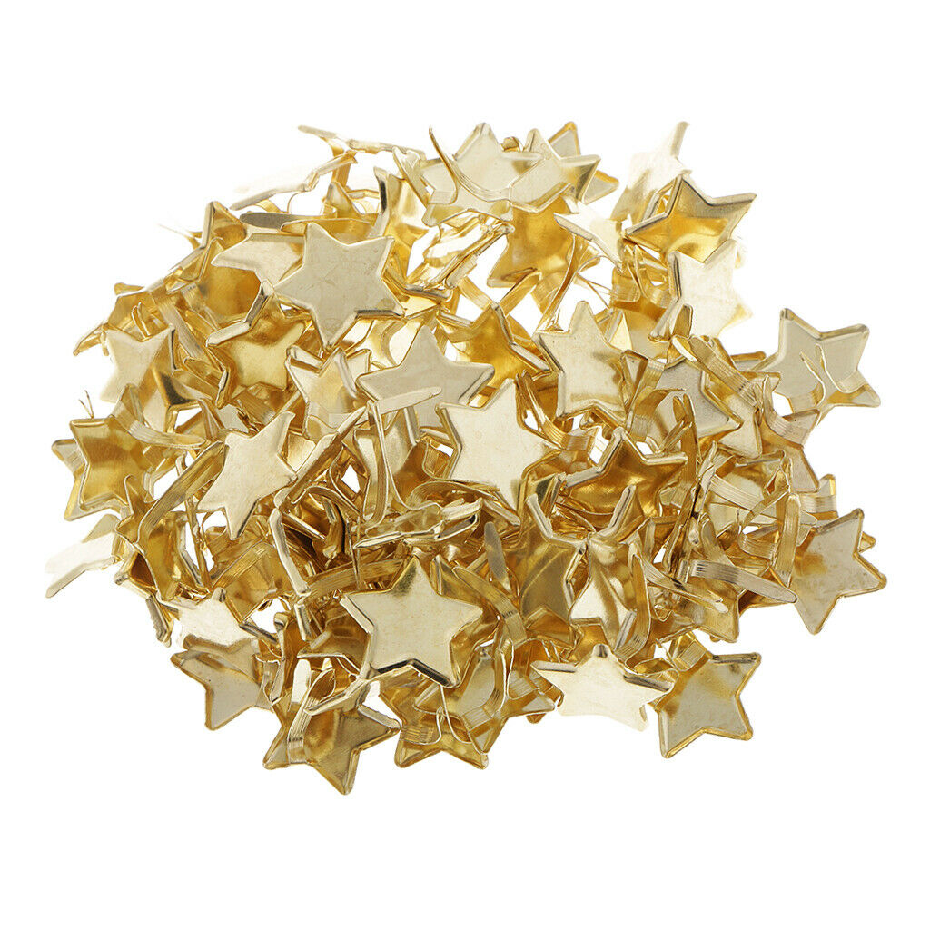 100Pcs Metal Brads Star Golden Embellishment for DIY Card Making Party Decor