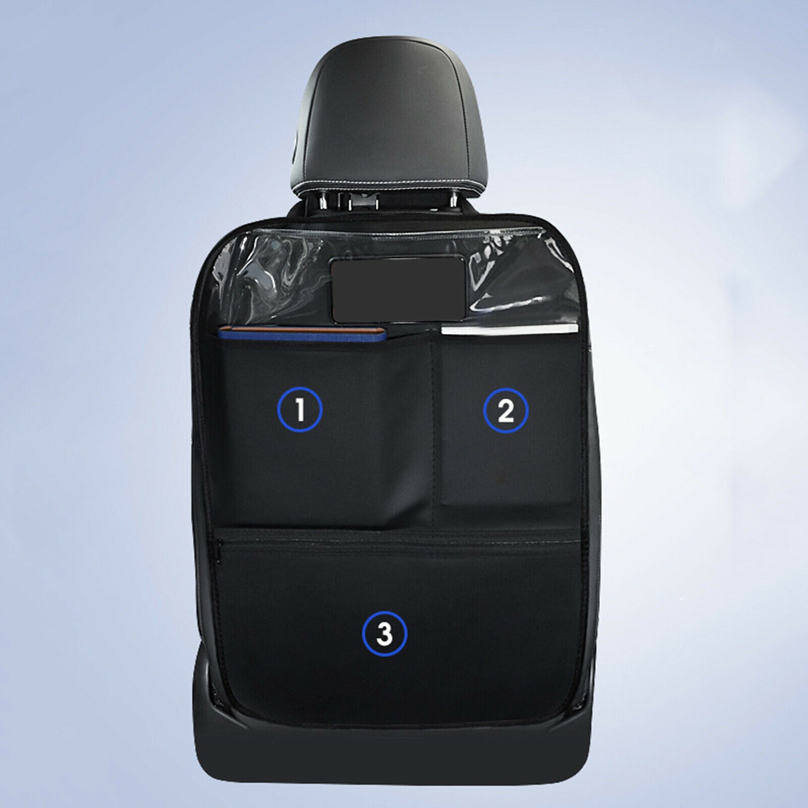 Car Seat Back Cover Kick Mat Clean Anti Stepped Dirty Waterproof Black Large