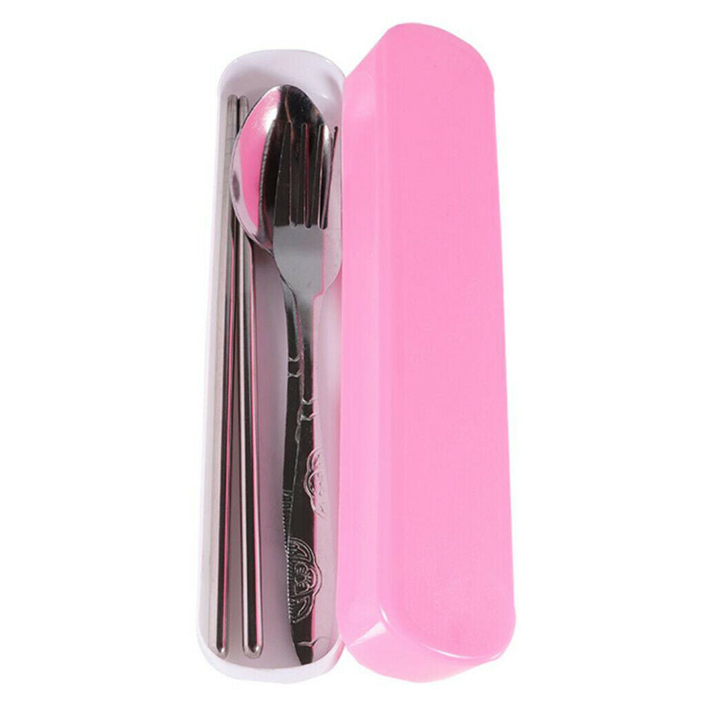 Reusable Stainless Steel Chopsticks Fork Spoon Set Travel Camping Portable