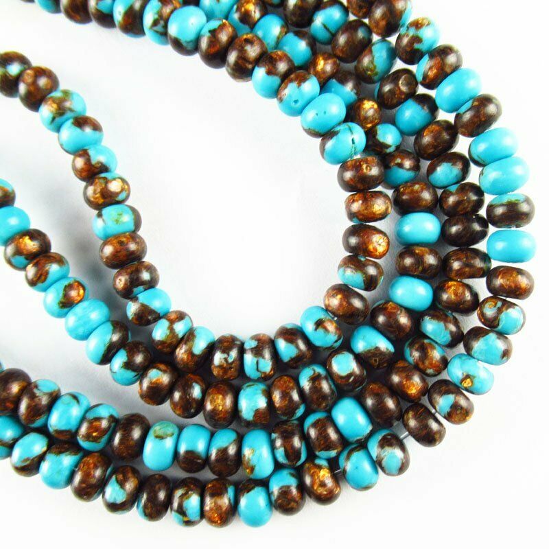 6x4mm Man-made Turquoise Copper Bornite Rondelle Loose Bead 15.5 " 27g 616DHS