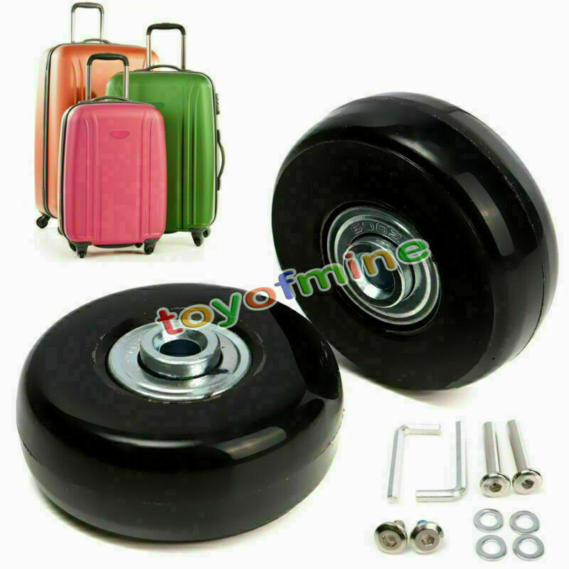 2 pcs Luggage Suitcase Replacement Wheels Axles Wrench Deluxe Repair OD 50mm