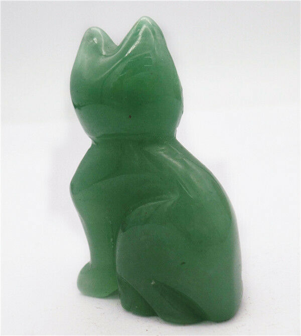 49x30x18mm Natural Green Aventurine Carved Cat Decoration Statue Decor HH7967