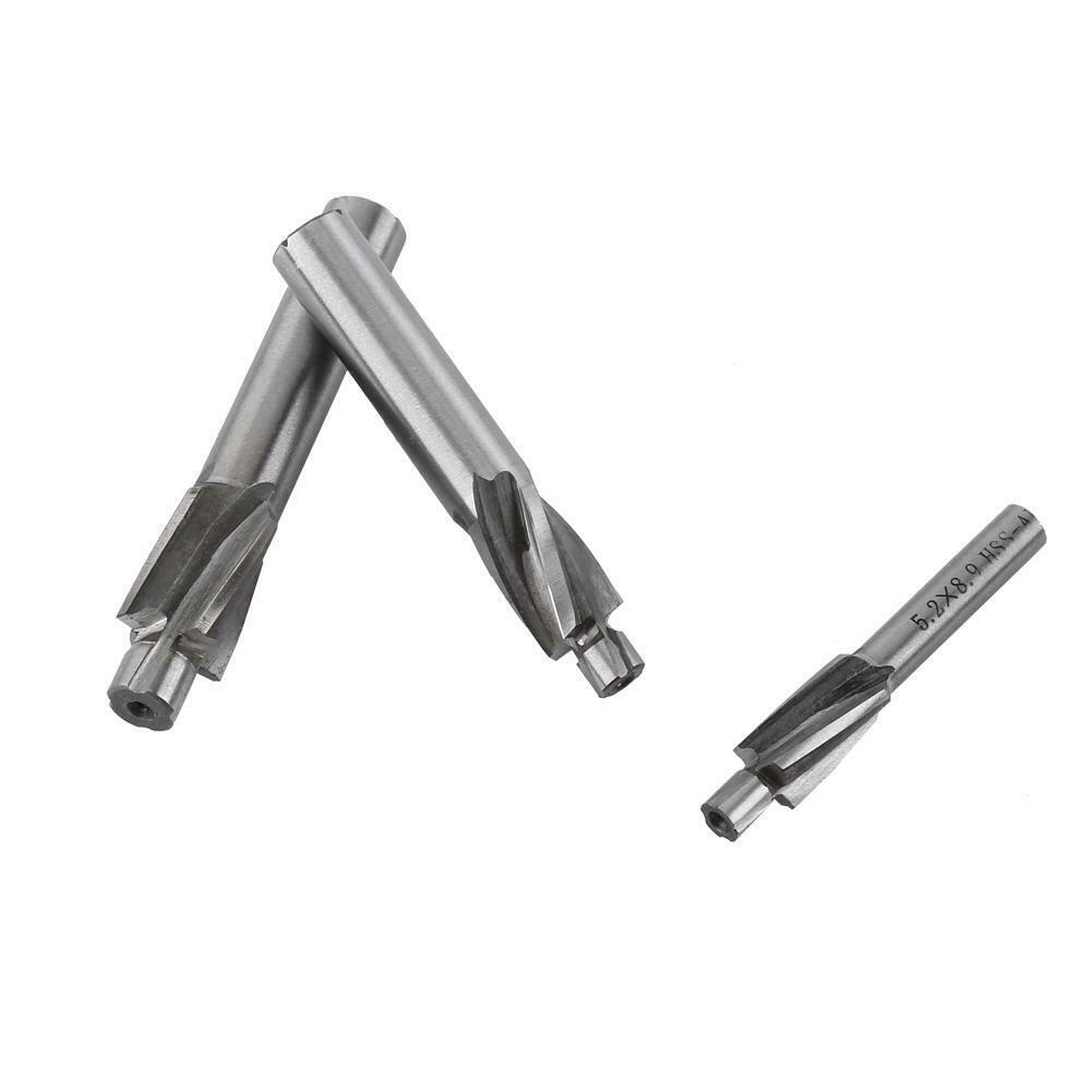 M3-M8 5 Piece of Pilot Slot Drill Tool for End Mills with 4-Blade Countersink