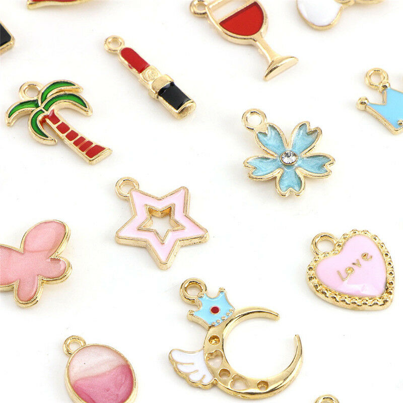 30PCS Bulk Lot Enamel Mix Enamel Pendants Charms Beads Jewelry Making DI.l8