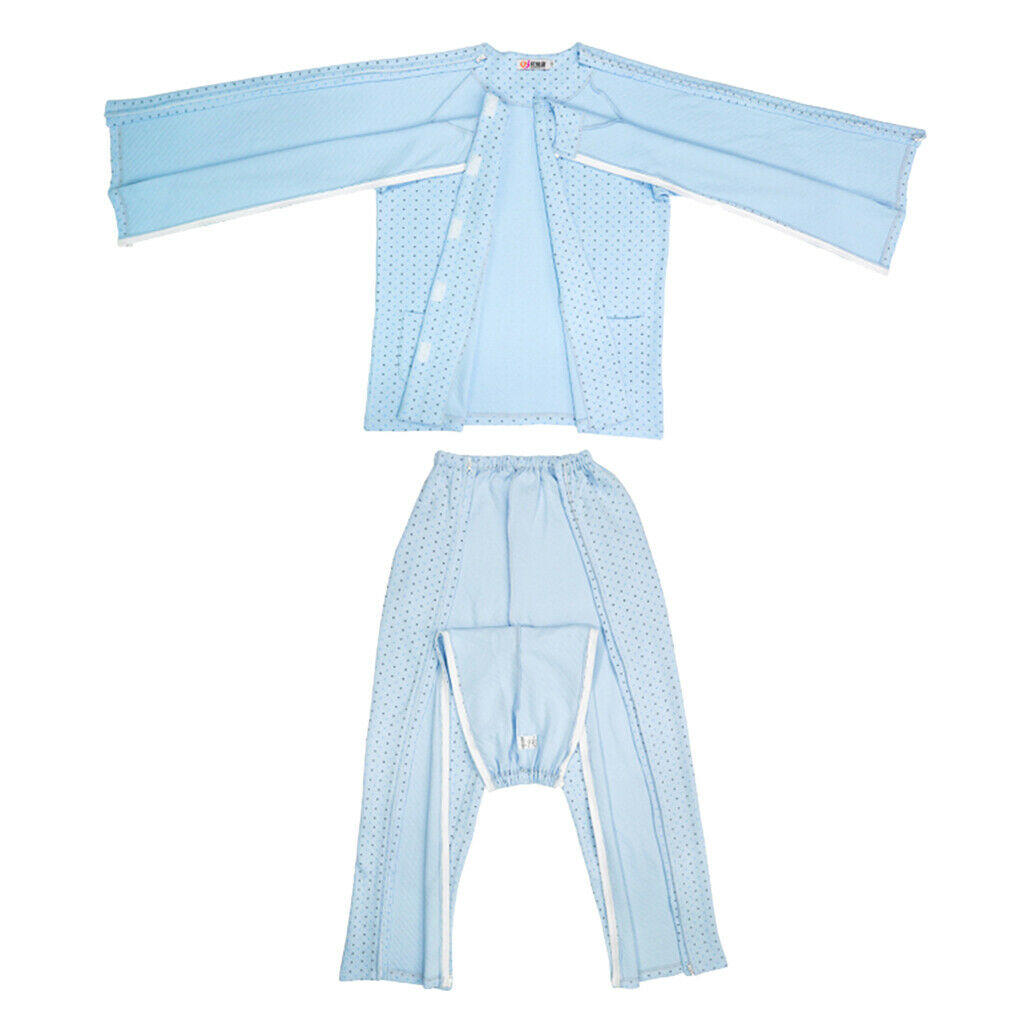 Cotton Detachable Patient Pajamas Home Care  Nursing Clothes L