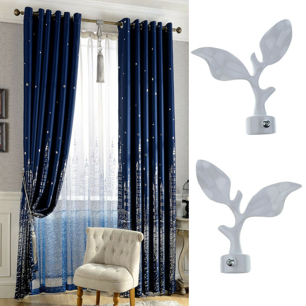 Window Curtain Rod Ends Finals Room Drapery Pole Caps Heads 28mm Dia White