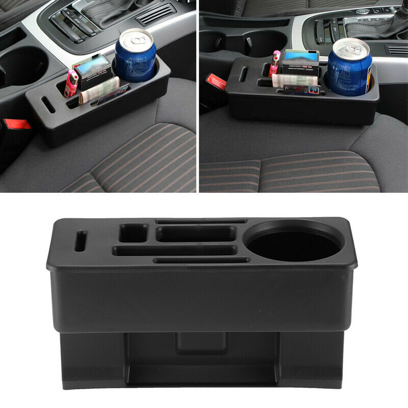 Multifunction Car Seat Crevice Storage Coin Box Organizer Phone Cup Holder Black