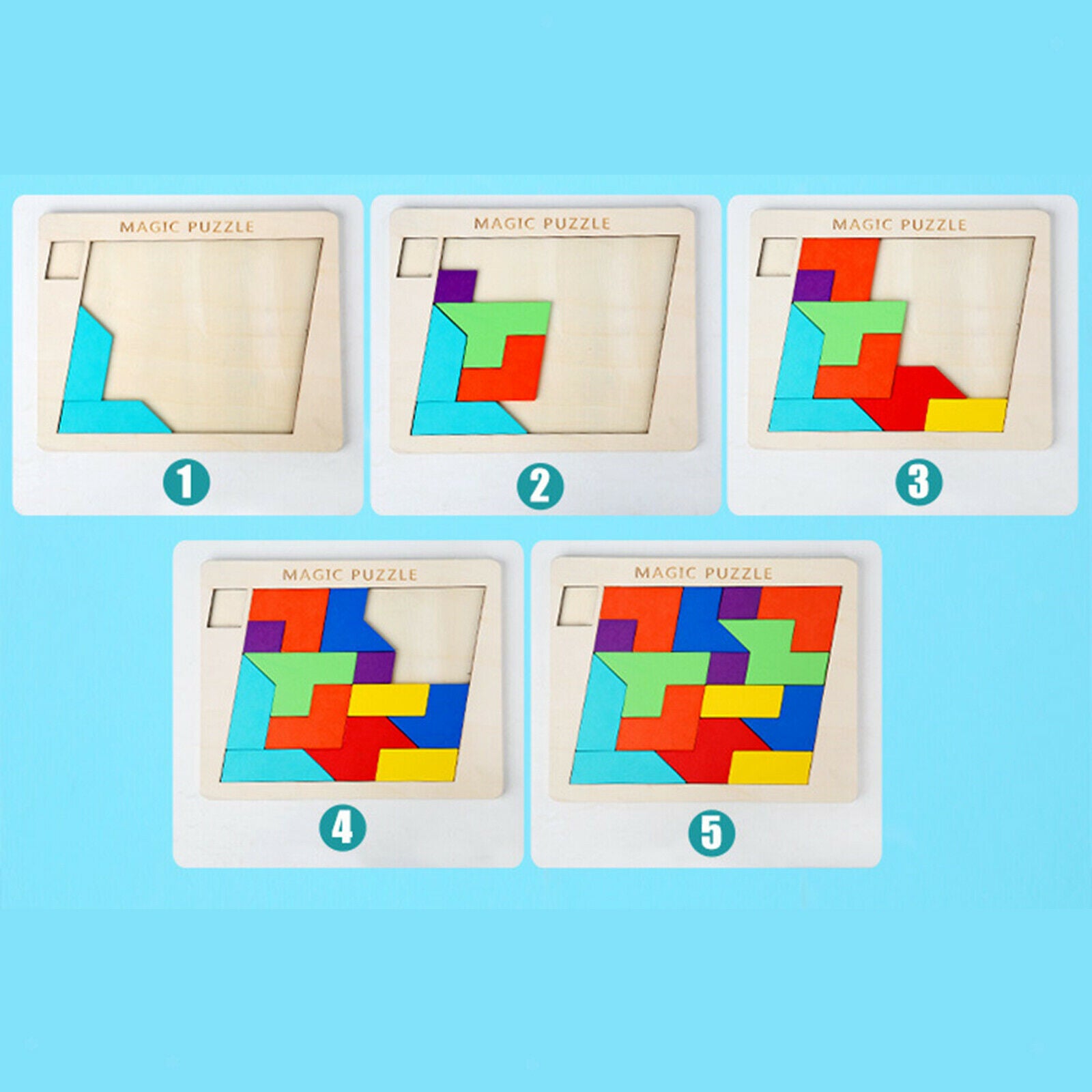 Wood Tangram Puzzle Kids Wood Tangram Puzzle IQ Game Shape Puzzles Brain Teaser