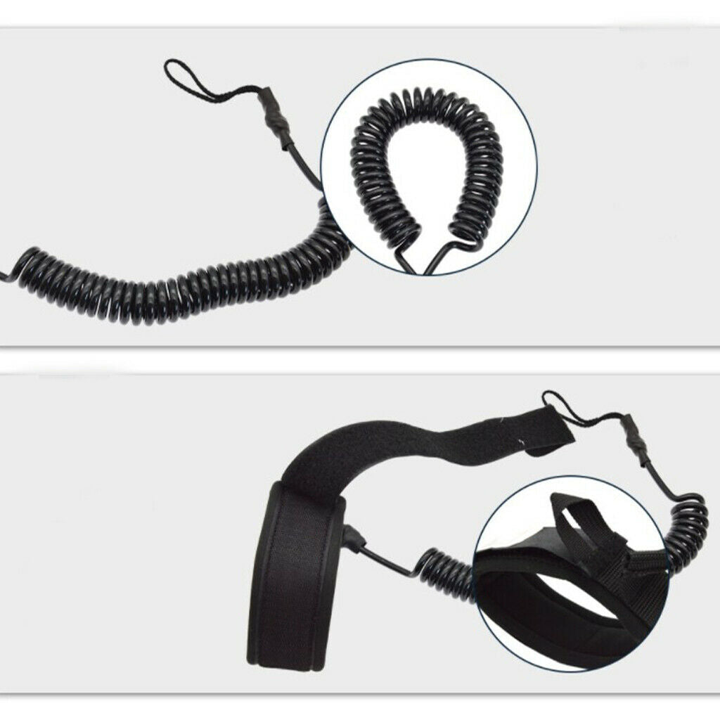 10' Coiled Surfboard Leash Stand UP Paddle Board Leash with Ankle Cuff Rope
