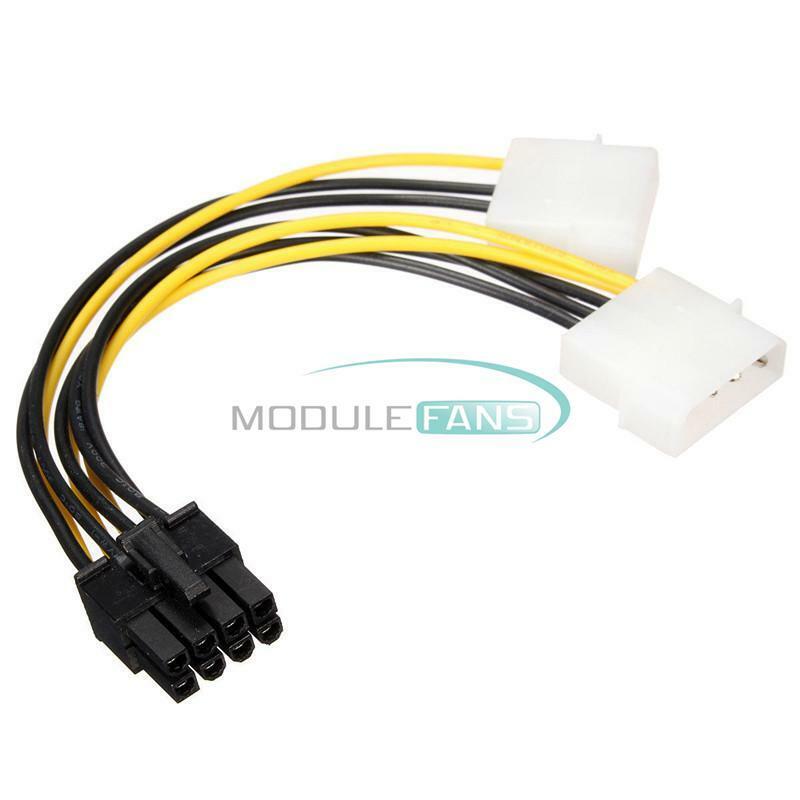 5'' 8 Pin PCI Express Male To Dual LP4 4 Pin Molex IDE Power Cable Adapter 16cm