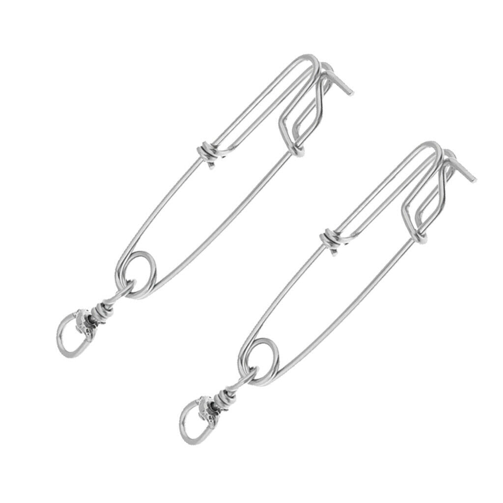 2x Long Line Clip Snap Clasp Stainless Steel Connector Fishing Fisherman