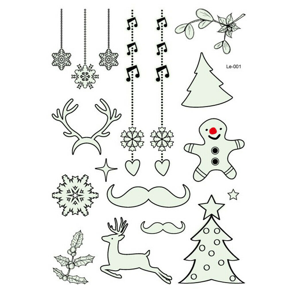 lot Luminous Body Art Stickers Fluorescent Christmas Santa Letters Decals 01