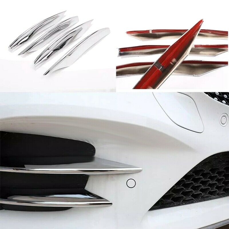 4Pcs Car Chrome Front Bumper Spoiler Fog Lamp Grille Trim Cover for  C-ClassN8E6