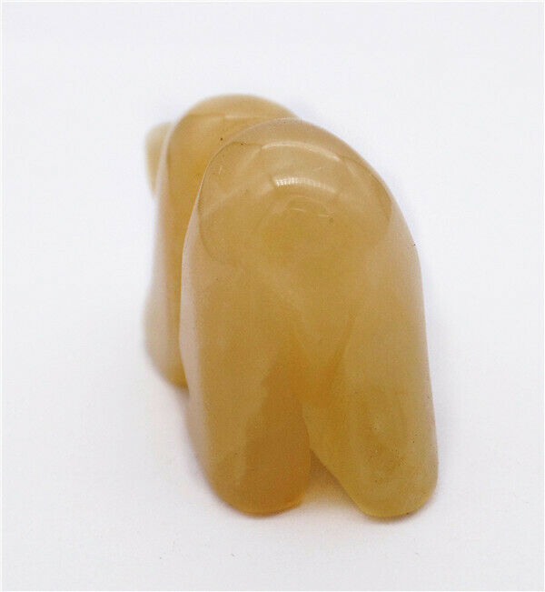 38x23x16mm Natural Yellow Jade Carved Bear Decoration Statue Home Decor HH7749